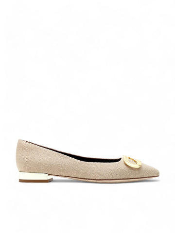 Canvas Tone Pointed Ballerina Flats